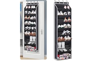 Aichilra organizador de zapatos colgante de 8 niveles, zapatero sobre puerta con bolsillos profundos para 20 pares, soporte multifunción para armario