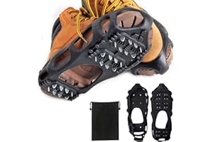 SHADDOCK Ice Cleats Snow Traction Cleats Crampon for Walking on Snow and Ice, 24 Studs Non-Slip Overshoe Rubber Anti Slip Crampons Slip-on Stretch Footwear for Hiking Jogging Climbing