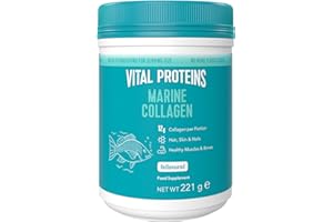 Vital Proteins Marine Collagen Peptides Powder Supplement (Type I, III) Hydrolysed Collagen, Hair, Skin, Nail Support Supplement, Gluten Free, 12g per Serving 221g Canister, 1Pack