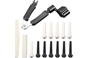 DIVINA VITAE 14 Stück Gitarre Bridge Pins, Gitarre Brücke Pins Stifte, Akustikgitarren Stegstecker,Akustikgitarren Stegsattel, Mit Stegstecker Entferne, für Alle Gitarren (Weiß Schwarz)