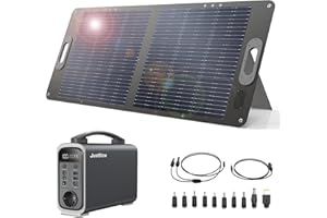 JustNow, Stazione di alimentazione portatile da 280 W, con pannello solare da 100 W, alimentatore da 192 Wh con batteria LiFePo4, generatore solare per esterni per campeggio e camper