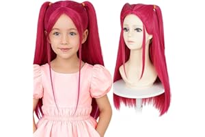 SEIMAINURS Long Red Wigs for mira Wig Costume Kids Wig Cosplay, Anime Mira Zoey Rumi Costume Wig, Demon Pink Mira Wigs For Kids Realistic Halloween Anime Costume Wig (Mira)