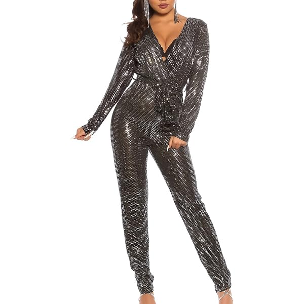 Combinaison Femme Marlene En Polyester - Col En V, Manches Courtes, Ceinture, Taille Unique (34-38), Longueur 145 Cm - 7