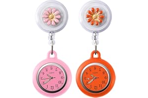 SibyTech Nurse Fob Watch, Clip-on Hanging & Retractable Medical Pocket Watch for Men Women, Pointer Glow in Dark,Health Care Nurse Doctor Brooch Fob Watch