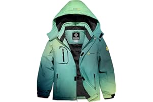 GEMYSE Veste de Ski Imperméable de Montagne pour Garçon Manteau d'hiver Extérieur en Polaire Coupe-Vent avec Capuche