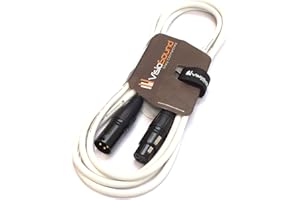 VisioSound Premium Microphone Lead Male XLR to Female XLR/Pro Noiseless Balanced Cable (3m, White)