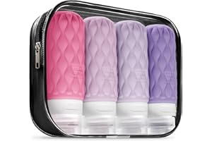 ‎LERICTTOR Lericttor Pack of 4 Silicone Travel Bottles for Toiletries with Labels, Travel Bottles for Filling, 100 ml Leak-Proof Travel Bottles Container Set for Shampoo and Conditioner