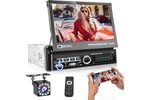 Ohradio Radio Coche Bluetooth 1 DIN con Pantalla Táctilde de 7" Plegable Automático Touchscreen Autoradio con Enlace Espejo FM Radio USB SD/TF AUX-IN Estéreo Coche+ Cámara Trasera