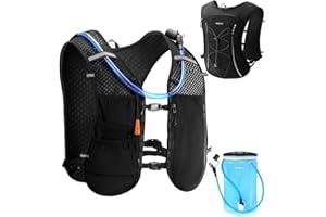 ECOHUB Hydration Vest Running Backpack, Lightweight Hydration Backpack with 2L Water Bladder for Hiking Cycling Marathon, Reflective Adjustable Running Backpack with 6 Pocket for Women Men