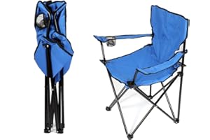 Willonin Chaise de Camping Pliante, Fauteuil Pliable, Chaise de Pêche avec Porte-gobelet (Bleu)