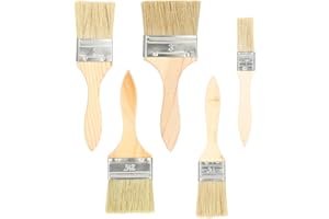 RMIVEGLIA Set de 5 pinceaux Plats (25,4/38,1/50,8/63,5/76,2 mm) – Pinceau Peinture et Vernis Bois avec Manche Bois – pinceaux pour lasure, Colle, Teinture et Bricolage intérieur/extérieur