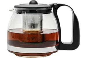 DMA-Z Teekanne Glas, Hitzebeständig Glaskanne mit Deckel 1250ml Teekanne mit Siebeinsatz Teekanne Thermo mit Edelstahl Filter Sieb, Tea Maker, Teekanne mit Sieb Tee Kanne Aus Glas