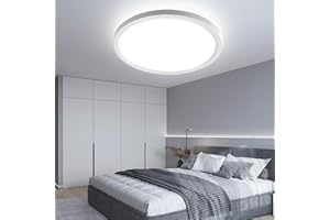 OTREN Plafon Luz LED Techo, 24W Lámparas de Techo Redondo, 6500K Plafón Luz Led Moderna IP44 Impermeable Plafones para Baño Balcón Pasillo Cocina Dormitorio, Ø27CM