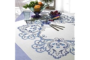 Kamaca Kit de broderie au point de croix Nappe Motif floral classique pré-dessiné en coton