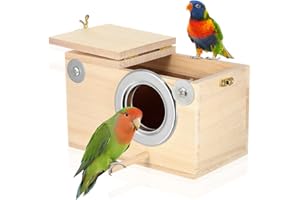 Cabilock Parakeet Nest Box Budgie Nesting House Rustic Cockatiel Breeding Parrots Mating Box for Lovebirds Cockatoo Budgie Finch Canary Parrotlets Mating Box Nesting box for Birds