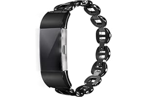 bandmax Fitbit Charge 2 Correa, Simple y de Moda Pulsera Ajustable de Acero Inoxidable de Reemplazo para el Reloj de Fitbit Charge 2, la Longitud de muñeca 5.5"-8.1" (140mm-205mm) (Negro)