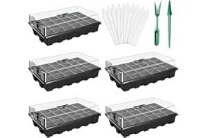 Richaa 5 Pièces 120 Cellules Bacs a Semis Mini Serre ce Jardin avec Couverture Godets pour Semis Noir Kit de Germination Plantes Fleurs Serre Interieur