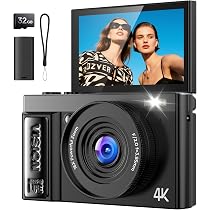 Fotocamera Digitale Compatta 4K 64MP - Schermo Ribaltabile 3", Zoom 18x, WiFi, SD 64G Inclusa, Per Principianti E Bambini