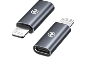 POUKEY USB C to Lightning Adapter (2Pack), USB C Female to Lightning Male Adapter Supports Fast Charging for iPhone 14 13 12 11 Pro Max/i-Pad/iPod/AirPods, USBC to iPhone adApter Type C to lightning adapter