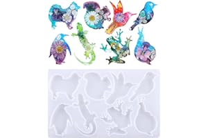 KAKOLOPT Silicone Animal Resin Mold Gecko Mould Lizard Hummingbird Dog Frog Snail Shaped Mould Epoxy Casting Molds for Wall Décor Room Garden,Summer 3D Resin Mould DIY Making Handmade Home