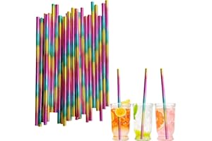 COSORO 100 pièces Pailles Carton Jetables Biodégradable Recyclable,Mélange Arc-en-ciel Pailles en Papier Kraft de Écologique pour Cocktail Jus Café Smoothie,pour Anniversaire, Mariage, Noël,Douche de Bébé