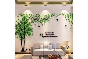 GUANGMU Stickers Muraux Arbre - Stickers 3D DIY Mural Autocollants Arts Décoration de la Maison pour le Salon Chambre Cadeau de Noel Garderie Sticker (Vert Gauche,L-300 * 150cm)