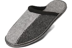 BeComfy Herren Filzpantoffeln Hausschuhe Pantoffel Filz Filzsohle Sehr Leicht Grau Schwarz 40 41 42 43 44 45 46 EU