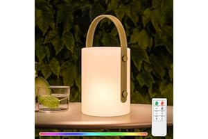 NiceBuy Lampe De Table Sans Fil Rechargeable USB Exterieur,8 Couleurs Dimmable LED Sans Fil Avec TéLéCommande,IP44 éTanche Pour Jardin ExtéRieur Restaurant Patio (Style A)
