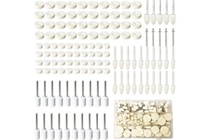 Woohome 150 PCS Felt Polishing Buffing Wheels with Shaft 5 Style Polishing Bits Kit Polishing Buffing Wheels Wool Felt Mandrel Mounted Grinding Polishing for Rotary Tool