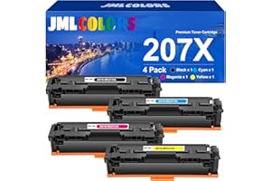 JMLCOLORS 207X 207A Toner Cartridge Multipack Compatible for HP 207X 207A W2210X W2211X W2212X W2213X for Color Laserjet Pro MFP M283fdw M283fdn M282nw M255dw M255nw-Black Cyan Yellow Magenta(No Chip)