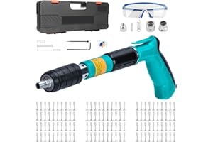 DKEVEU Pistolet à Ongles Manuel avec 110 Clous Ronds, Kit pour Ongles en Béton, Pistolet à Ongles Portable, Pistolet à Ongles en Acier Réglable à 5 Vitesses, Outil de Fixation Murale