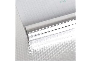 VEELIKE Aluminio Papel Pintado Papel Pared Aluminio Cocina Autoadhesivo Papel de Pared Vinilo Efecto Acero Inoxidable Impermeable a Prueba Aceite para Muebles Proyecto de Bricolaje 40cm x 300cm