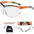 ToolFreak-Agent Safety Glasses with Maximum UV Protection For Men & Women | Anti-Fog and Anti Scratch Reduction Coating | Lenses With Curved Frame For Snug Fit , Maximising Eye Protection | Improve Vision, Clarity & Protect Your Eyes with the Choice of Clear Lens or Tinted Smoke Lens | Stylish Eyewear For Professional Industry , Sports & Outdoor Activites | Supplied with Microfibre Storage Pouch and Adjustable Neck Cord / Lanyard