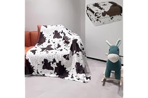 ‎SITUHAONAN Kuhmuster Kuscheldecke, Kuh Decke, Geschenk für Kuh Liebhaber, Weihnachten & Neujahr,Flauschig, Schwarz Braun Weiß, 130 x 150 cm, Weich Fleece, Wohndecke für Couch & Sofa