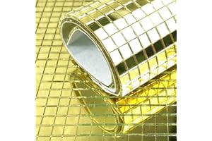 YOUNG WOLF Samoprzylepne lustrzane płytki mozaikowe, na Boże Narodzenie, DIY, rękodzieło, dekoracja ścienna (5 x 5 mm, złote)