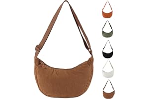 Uwiyo Halbmond Tasche Damen Cord Crossbody Moon Bag Hobo Halfmoon Bag Halbmond Umhängetasche Dumpling Schultertasche mit verstellbarem Gurt für Damen Mädchen