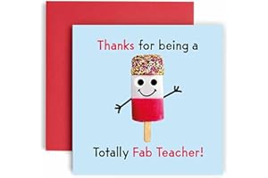 Huxters Thank You Cards for Teacher –Thanks FAB Teacher Thank you Card for end of Term Gift Birthday Card with Lovely Envelope – Funny Birthday Card (Fab Teacher)