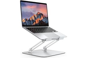 OMOTON Stojak na laptopa, ergonomiczny metalowy regulowany stojak na laptopa, uchwyt na laptopa z funkcją chłodzenia, stojak komputerowy kompatybilny z MacBook i wszystkimi laptopami (25.4-43.7 cm),