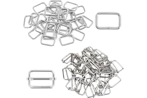 DIFLAX 50 Pièces Boucles Métalliques Rectangulaires, Boucles Glissantes, 32 x 15mm, Argent, Accessoires Couture, Sangle Accessoires, pour Sac à Main, Ceinture, Accessoires en Cuir