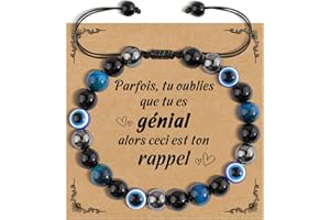 YELUWA Cadeau Homme Bracelet de Perles, Bracelet Pierres Naturelles d'amitié Porte-bonheur, Bijoux Homme Cadeau Anniversaire Noël Fête des Pères Cadeaux Pour Papa Grand Pere Mari Copain Couple