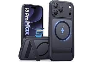SIXBOX Skal till iPhone 18 Pro Max, Kompatibel med MagSafe, Stativ, Svart | Kameraknapp, Trådlös Laddning, Fullständigt Kameraskydd, Tunn Stöttålig Fodral, Hårt Skyddsfodral