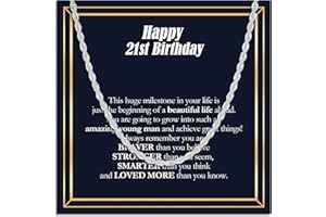 Twutqel Silver Necklace 16th 18th 21st Birthday Gifts for Men Boys, Twist Rope Necklace 50cm Silver Chain, Birthday Jewellery Gifts for Son Grandson Nephew Brother Boyfriend