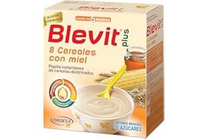 Blevit Plus 8 Cereales Miel - Papilla para Bebé con Harina de Avena y Harina de Trigo - Sin Azúcares Añadidos - Ayuda a regular el tránsito intestinal - Desde los 5 meses - 600g