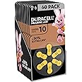 Duracell size 10 Hearing Aids batteries (pack of 60) +50% Extra Life, Easy Installation, 100% recyclable packaging, guaranteed 4 years in storage
