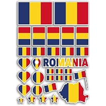 Autocollant Drapeau De La Roumanie - Sticker Carte Avec Drapeau Adhésif - Neuf - Marque Bearn