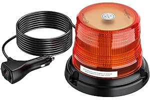 AUTOUTLET Gyrophare LED Rotatif 10V-30V 12LED Lampe d'Avertissement Orange Stroboscopique à Flash Magnétique Etanche 7 Modes d'Eclairage pour La Police Le Camion de Pompiers l'Ambulance