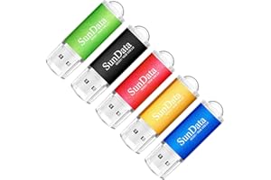 SunData 16GB USB Flash Drive 5Pack 16GB USB 2.0 Memory Stick Thumb Drives Pen Drive USB Stick for Data Storage with LED Light(5 Colors: Black Blue Green Red Gold)