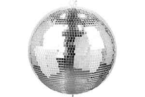 Fuzzix MB40 Boule à Facettes 40 cm - avec Anneaux de Fixation, Boule à suspendre, Légère, Facile à Installer, Miroir Véritable, Idéale pour Soirées Ambiance Disco