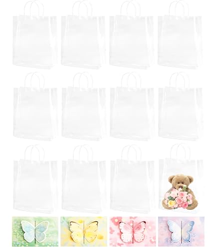 25 Pezzi Sacchetti Regalo Trasparenti Con Maniglie, 23CM X 17CM
