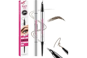 BEAUTY GLAZED Stylo à sourcils incurvé, crayon à sourcils 2-en-1 à double extrémité avec pointe micro à 2 griffes et pointe ultra fine, pour créer des sourcils naturels comme des cheveux (#04 NOIR MARRON)